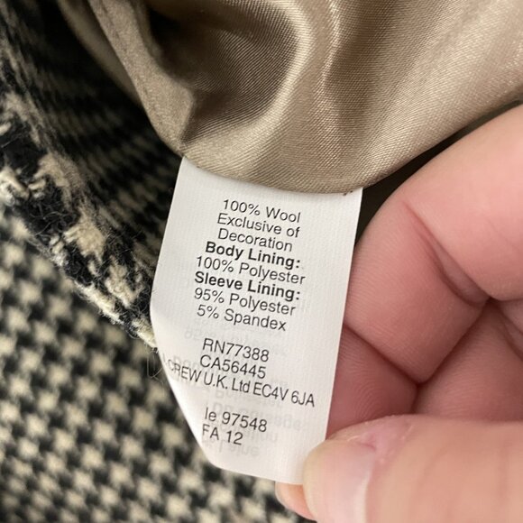 J. Crew Womens Schoolboy Tweed Blazer Suit Jacket Size 4 Houndstooth Black NWT - Picture 5 of 9